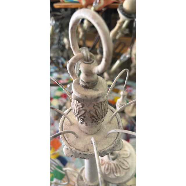 French Provincial Style Painted Iron & Crystal Twelve-Light Chandelier For Sale - Image 4 of 6