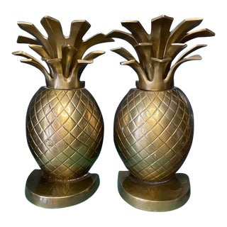 Vintage Brass Pineapple Bookends - a Pair For Sale
