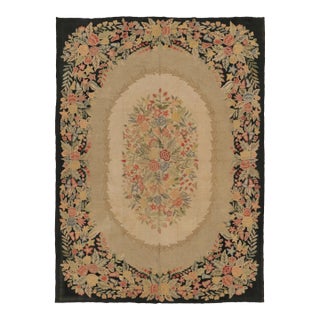 Antique Hooked Floral Wreath Medallion Wool Rug by Rug & Kilim, Usa, 1920–1929 For Sale