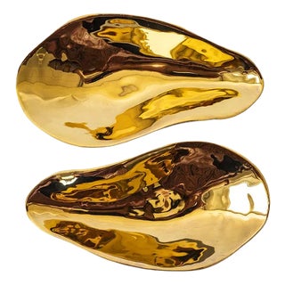 Gold & Handmade Porcelain Indulge Nº3 Bowls by Sarah-Linda Forrer, Set of 2 For Sale