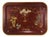 Vintage Red Lacquer Rectangular Tray With Hand Painted Gold Asian Festival Scene and Chinoiserie Style For Sale