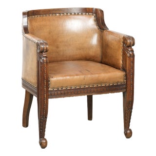 Antique Armchair in Sheepskin and Wood For Sale