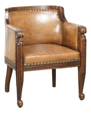 Antique Armchair in Sheepskin and Wood