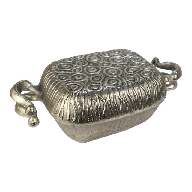 Vintage Mid-Century Modern Donald Drumm Aluminum Covered Casserole Dish For Sale