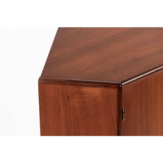 Wood Mid Century Danish Teak Wood Corner Bar Cabinet 1960s For Sale - Image 7 of 13