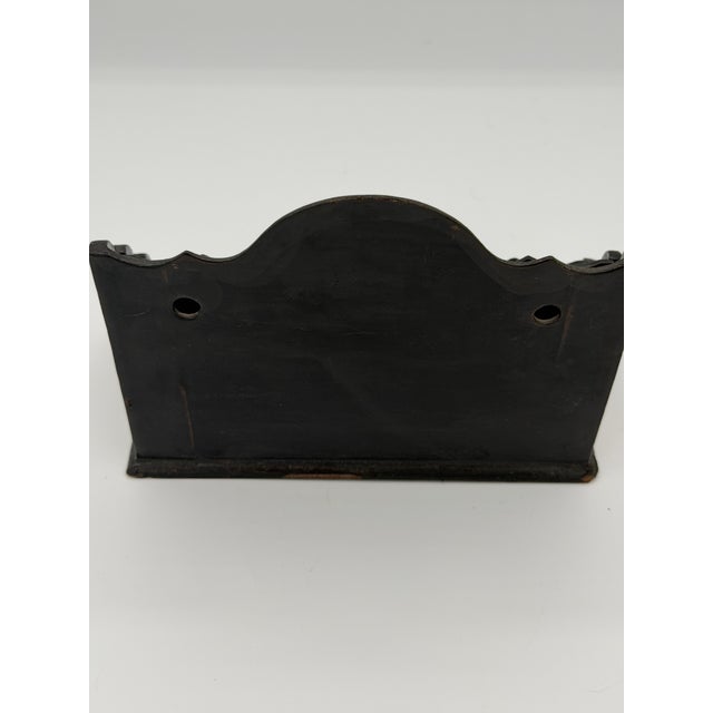 Paint Victorian Japanese Export Black. Lacquer Chinoiserie Wall Pocket Letter Holder For Sale - Image 7 of 9