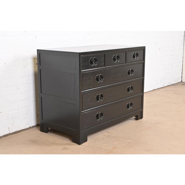 1960s Michael Taylor for Baker Far East Collection Black Lacquered Dresser Chest, Newly Refinished For Sale - Image 5 of 13