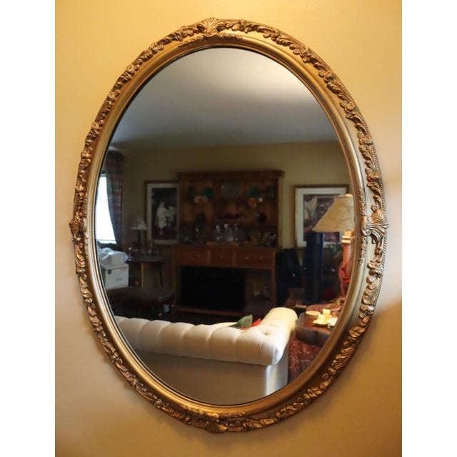 Vintage Oval Gold Wall Mirror | Chairish