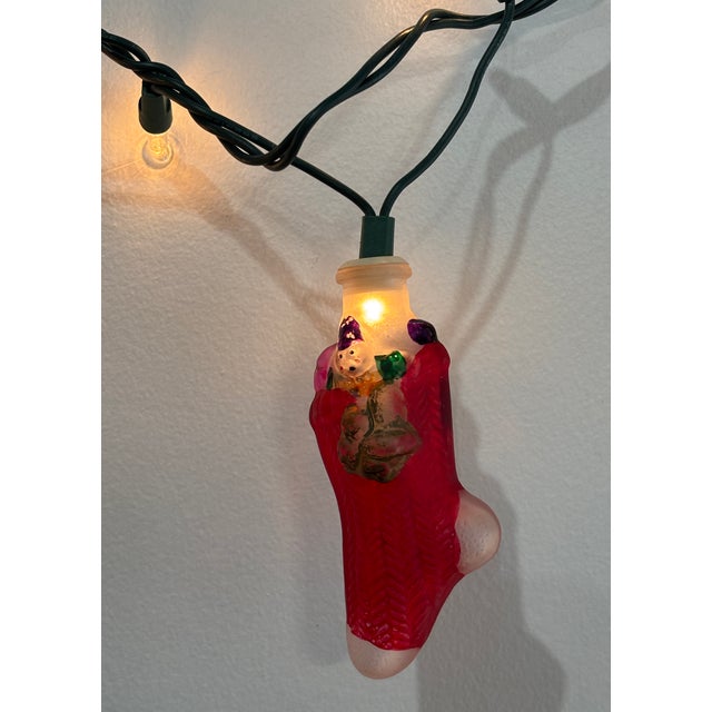 Red All 4, 1-Price- Vintage Glass Christmas Light Covers- Teddy, Nutcracker, Stocking & Horn 'O Plenty For Sale - Image 8 of 9