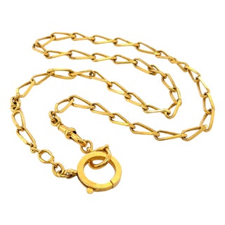Late 19th Century Victorian, Yellow Gold Fob Chain Necklace, 23 Inches Long For Sale