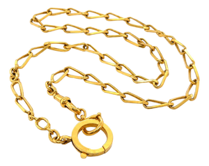 Late 19th Century Victorian, Yellow Gold Fob Chain Necklace, 23 Inches Long