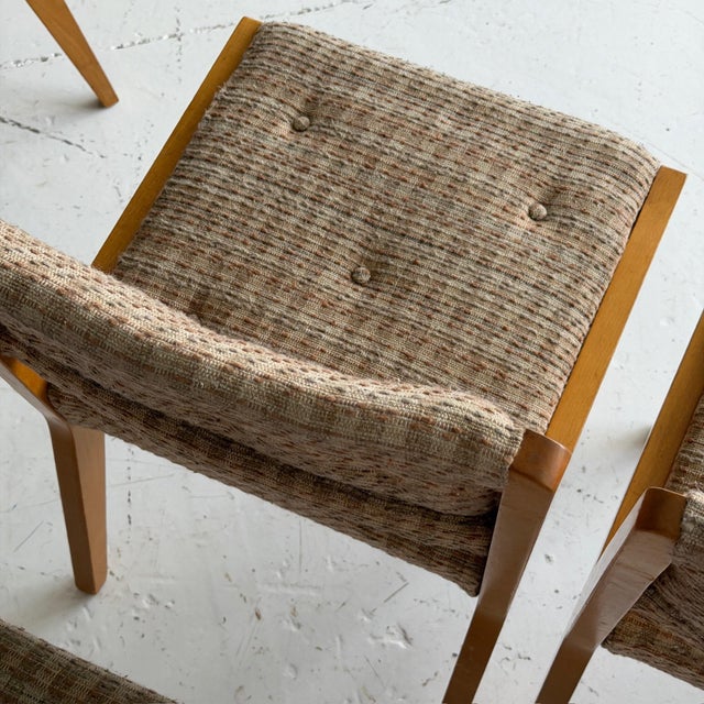 Tan Vintage Wood Dining Chairs by Jens Risom for Knoll For Sale - Image 8 of 11