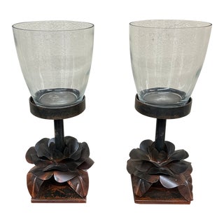 Jan Barboglio Rosas Hurricane Candle Holders, a Pair For Sale