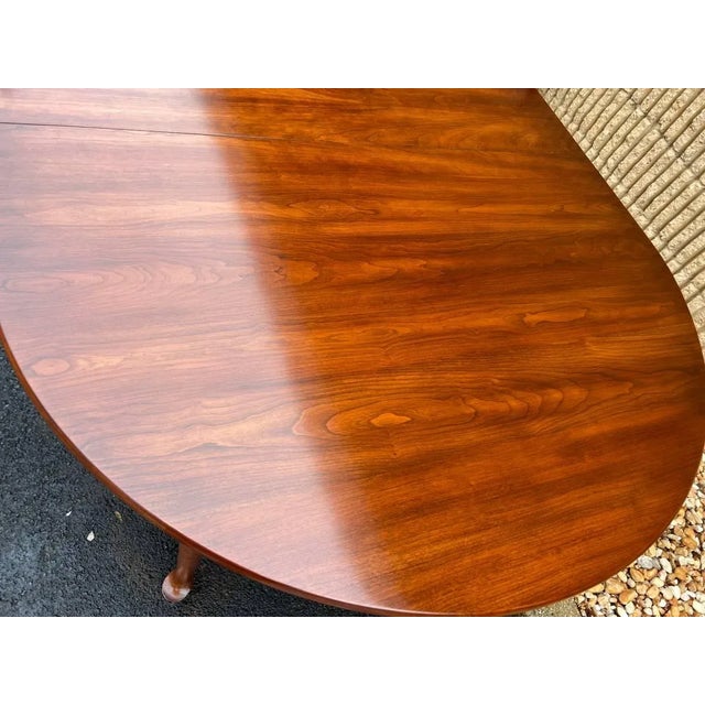 Mid 20th Century Henkel Harris Queen Anne Style Expandable Oval Solid Cherry Dining Table With 3 Leaves For Sale - Image 11 of 12