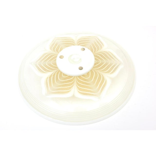 Vintage Murano Glass Bowl With Flower Design and Gold Aventurine, 1980's, Italy For Sale - Image 9 of 10