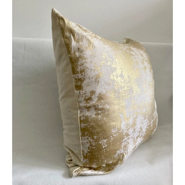 Contemporary Gold Metallic Abstract Printed Accent Pillow For Sale - Image 4 of 6