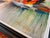 Early 21st Century “Flamingos in Flight” | Large Abstract Flamingo Painting by Michael Moulton, 44” W For Sale - Image 5 of 12