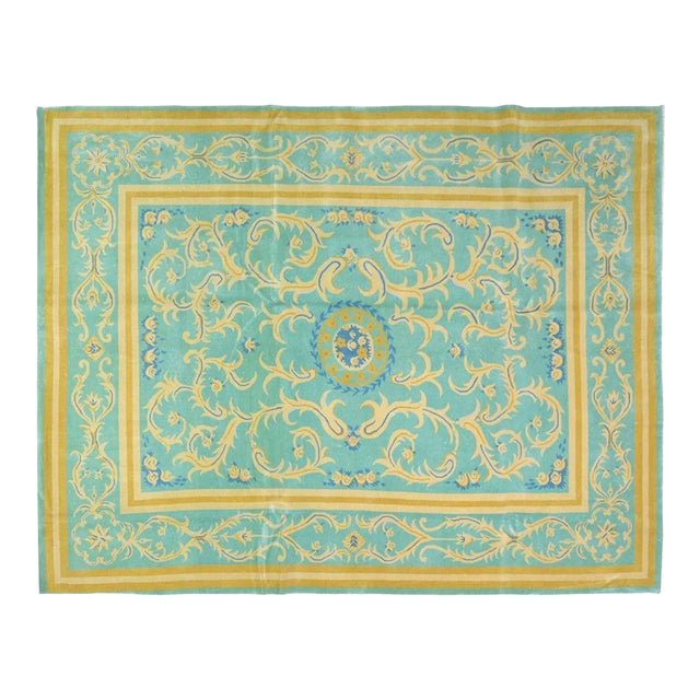 Vintage Chinese Art Deco Hand Knotted Wool Rug,07'10'' X 10'04'' For Sale