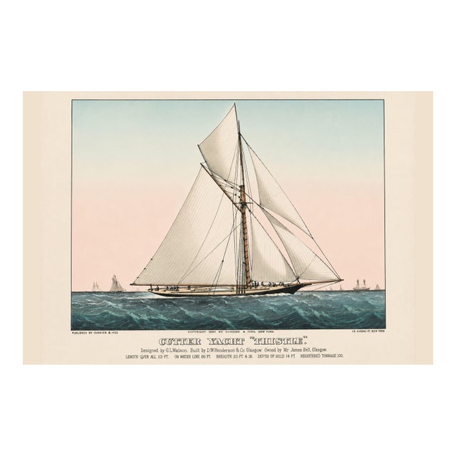 Cutter Yacht Thistle, Vintage Art Print Reproduction, 48" X 32" For Sale