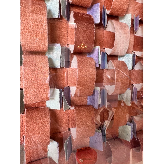 Lavender 1980's Vintage Mixed Media Collage Paper Wall Art Painting- Framed For Sale - Image 8 of 12