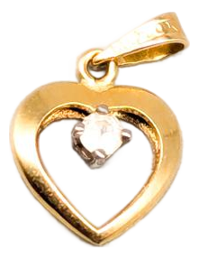 Gold Pendant Heart with Stone
