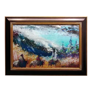 Earl Biss Three Riders in an Autumn Meadow #5 Giclee on Canvas with Custom Frame