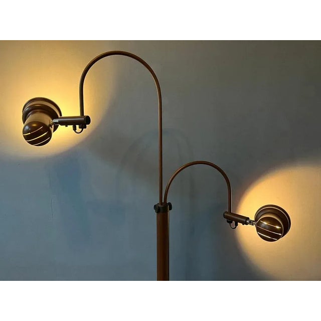 Mid-Century Brown Double Arc Cone Floor Lamp from Gepo For Sale - Image 6 of 11