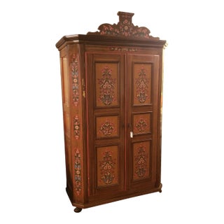 1990s Painted Hungarian Provincial Armoire For Sale