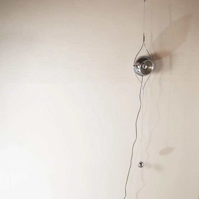 Silver Steel Pendant Lamp by Goffredo Reggiani, 1960s For Sale - Image 8 of 8