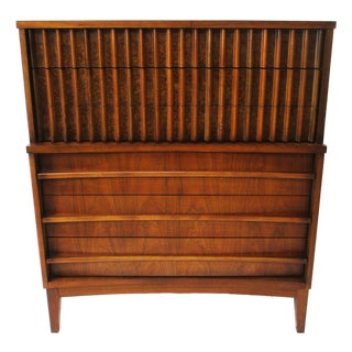 Mid Century Walnut Highboy Dresser in the Style of Altavista Lane For Sale