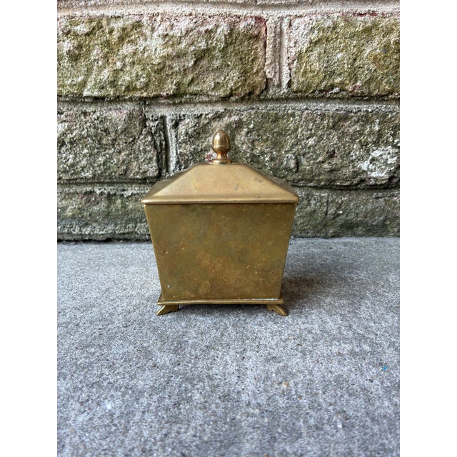 Vintage Brass Decorative Box With Feet For Sale - Image 4 of 14