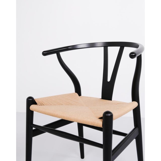 2000 - 2009 Black Lacquered Model CH24 Wishbone Chairs by Hans J. Wegner from Carl Hansen & Søn, 2000s, Set of 4 For Sale - Image 5 of 12