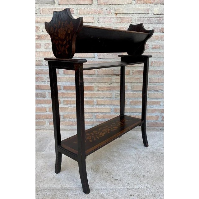 Mid 20th Century Modernist French Wooden Magazine Rack with Marquetry, 1950s For Sale - Image 4 of 9