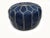 Moroccan Blue Leather Pouf Covers - a Pair For Sale - Image 6 of 9