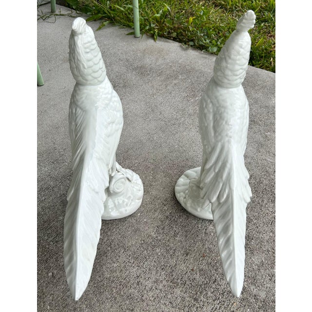 Vintage Circa 1960 Italian Mid Century Modern White Ceramic Pheasant Sculptures - A Pair For Sale - Image 9 of 11