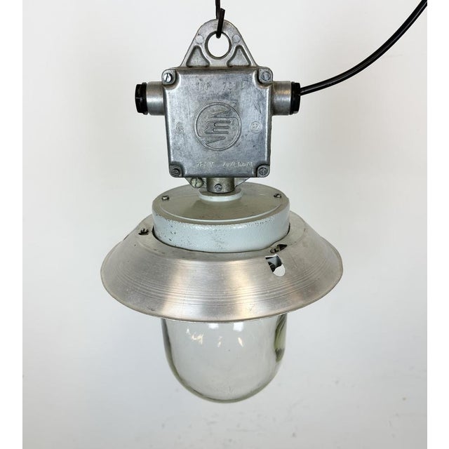 Metal Industrial Aluminium Light with Clear Glass Cover from Elektrosvit, 1970s For Sale - Image 7 of 15