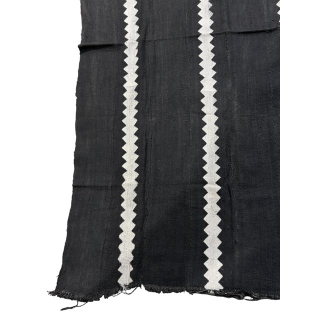 Vintage African Black and White Mud Cloth Textile Mali 63" by 38" For Sale - Image 4 of 5