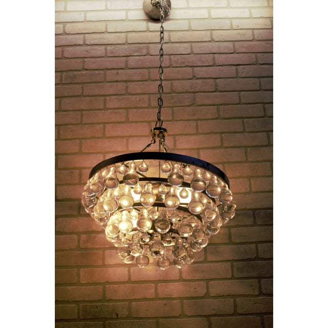 Transparent Mid Century Modern Glass Chandelier With Pear Shaped Pendalogues by Kalmar For Sale - Image 8 of 9