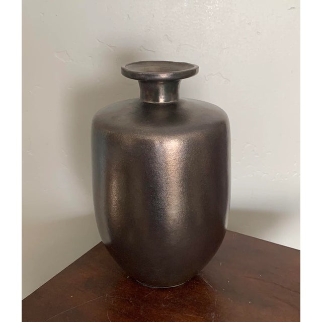 Classic and elegant bronze color metallic glaze bottle vase Great addition to any modern, contemporary and minimalist...