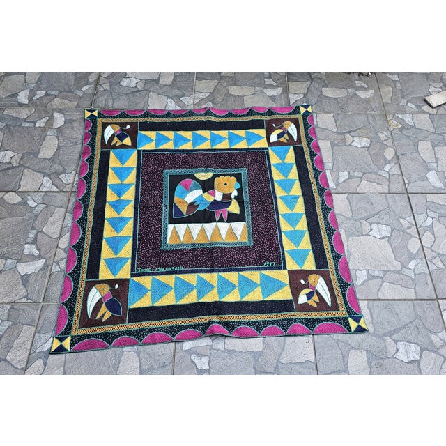 1990s Embroidered Kilim with South African Parrots, 1997 For Sale - Image 5 of 9