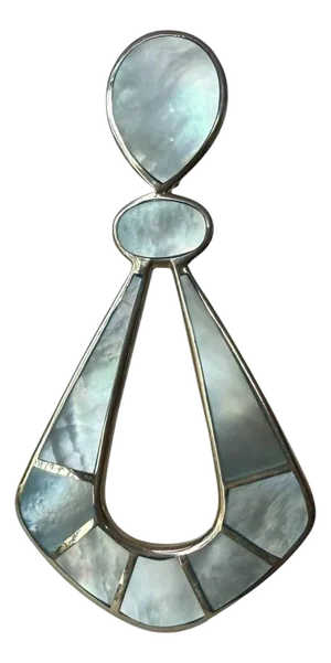 1980s Sterling Silver Mother of Pearl Pendant