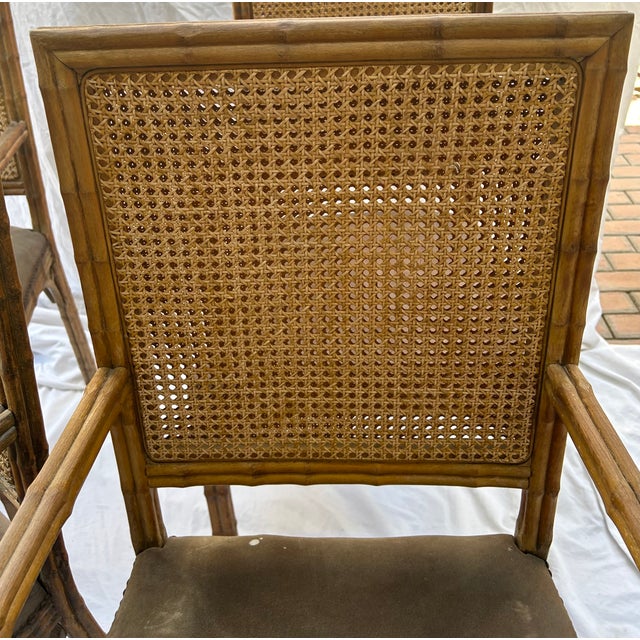 Late 20th Century Italian Faux Bamboo and Cane Back Dining Chairs, Set of 4 For Sale - Image 5 of 12