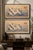 Beautiful pair of large vintage Japanese silk paintings depicting red-crowned cranes in flight above stylized ocean waves...