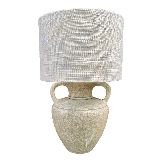 Vintage Water Jug Table Lamp With Drum Shade For Sale