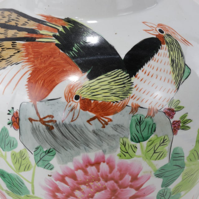Ceramic Pair of Republic Period Famille Rose ‘Pheasant & Peony’ General Jars, Signed Li Quanchang For Sale - Image 7 of 15