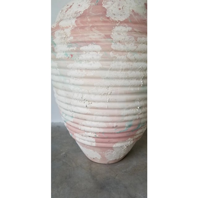 Ceramic Vintage Ribbed Design Art Pottery Vase For Sale - Image 7 of 13