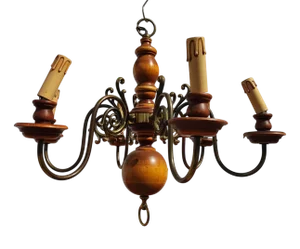 Vintage Chandelier in Wood and Metal