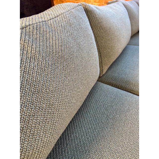 Textile 1970s Milo Baughman for Thayer Coggin L-Shaped Sectional Sofa in Blue-Green Woven Fabric For Sale - Image 7 of 11
