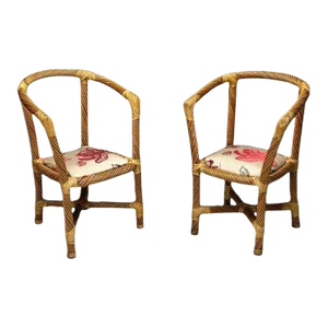 Italian Mid-Century Modern, Occasional Chairs, Wicker, Cane, Bamboo, 1980s