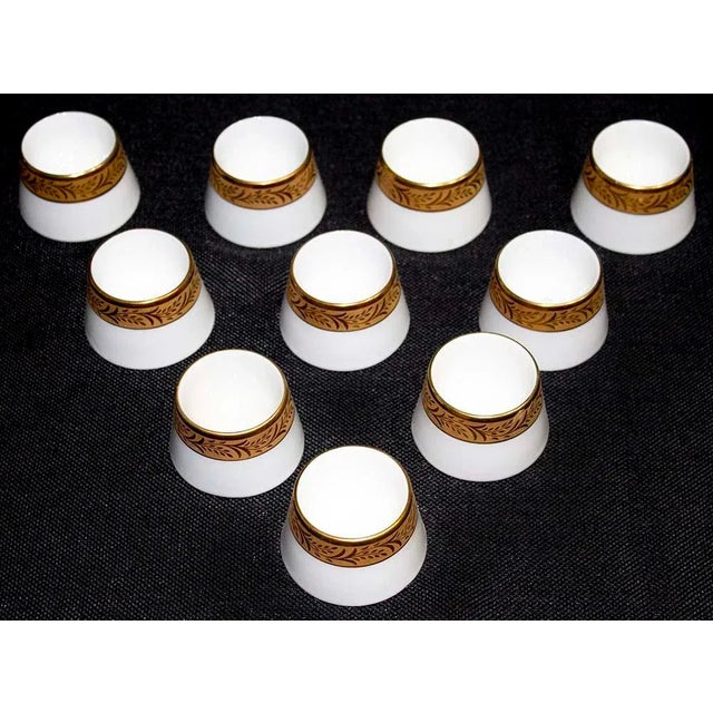 Rare set of 10 Hutschenreuther porcelain single egg cups from the Furstenkrone pattern.